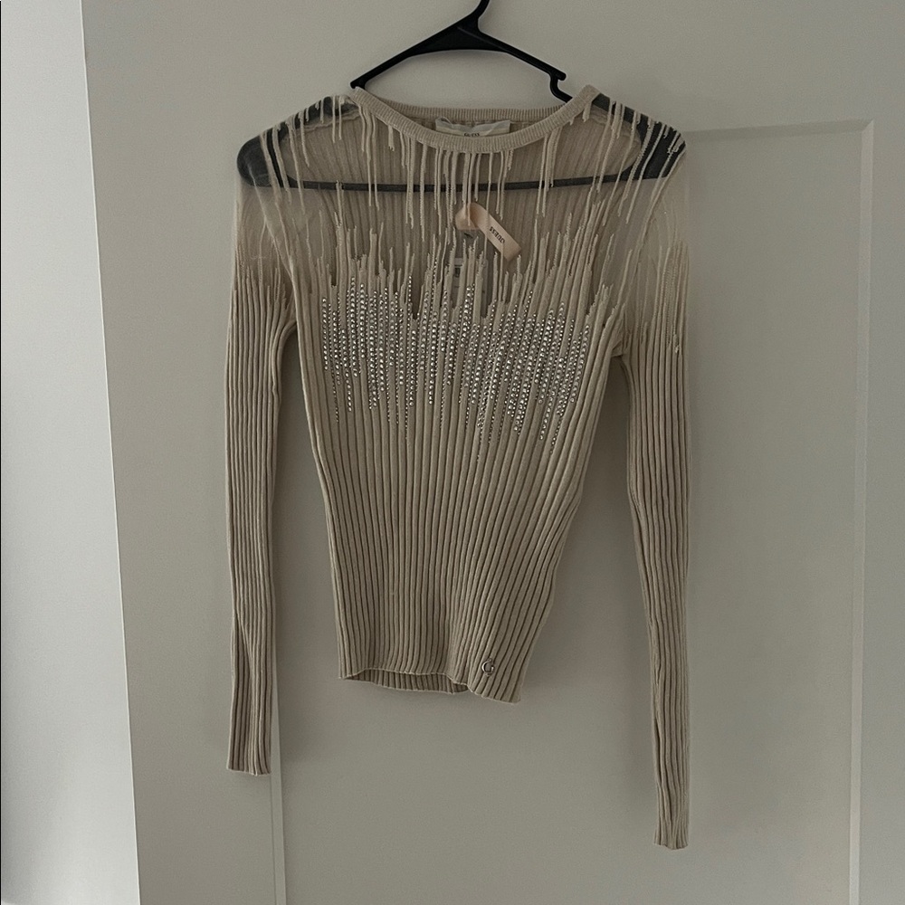 Guess Beige Distressed Sweater